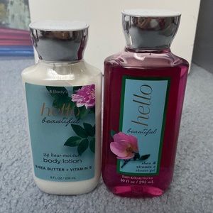 Hello beautiful shower gel and body lotion set